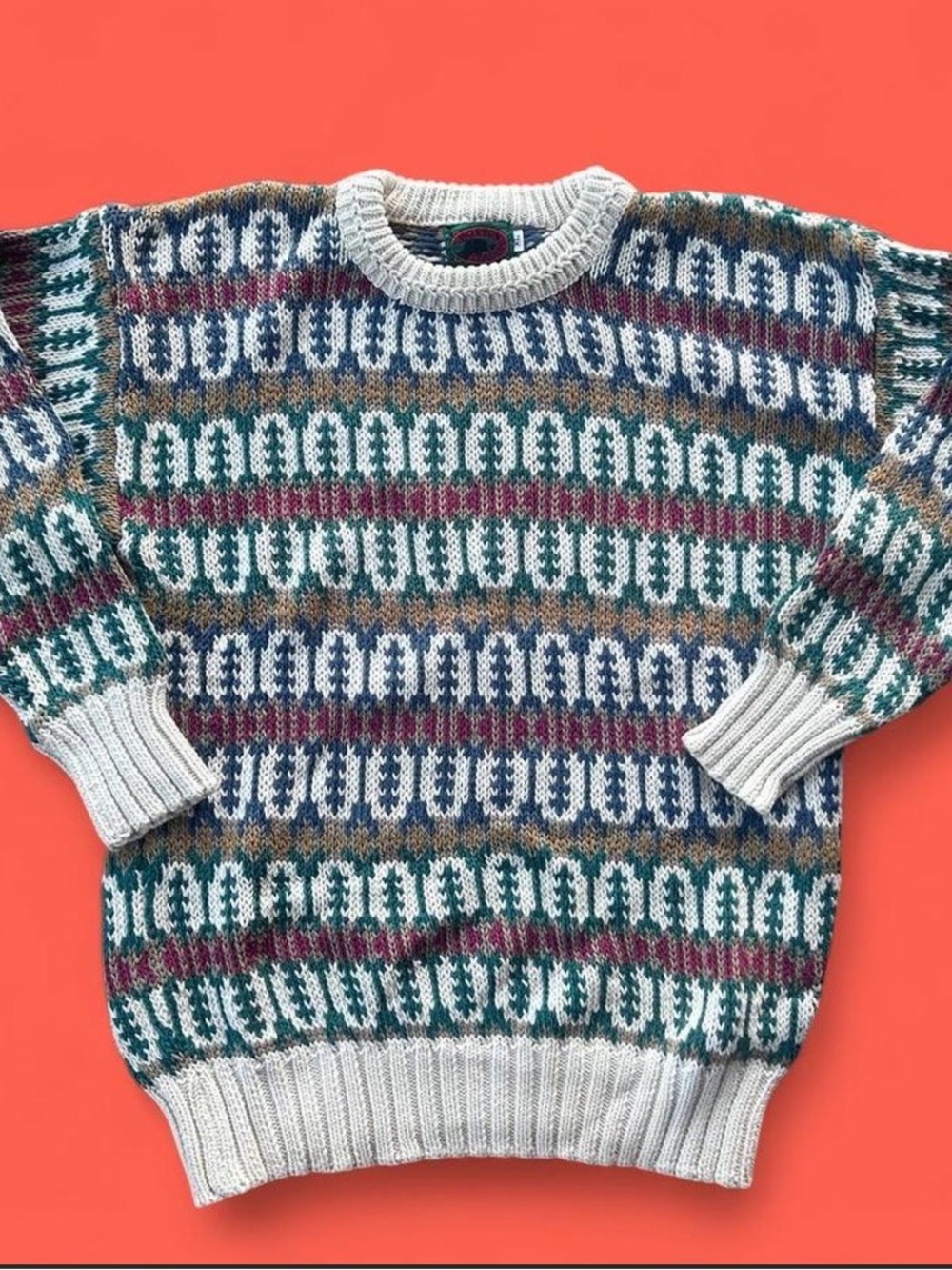 90's Boston Traders Multicolor Knit Sweater Size XL #geometric
